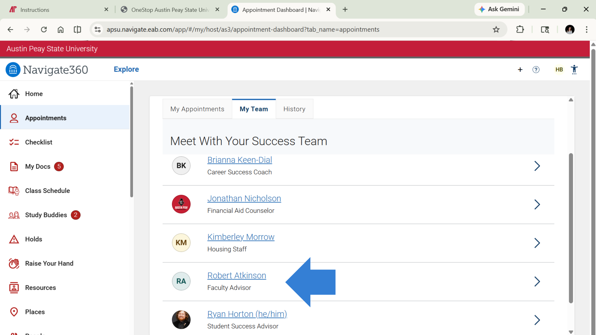 Highlight the advisor name and contact details if they appear here.